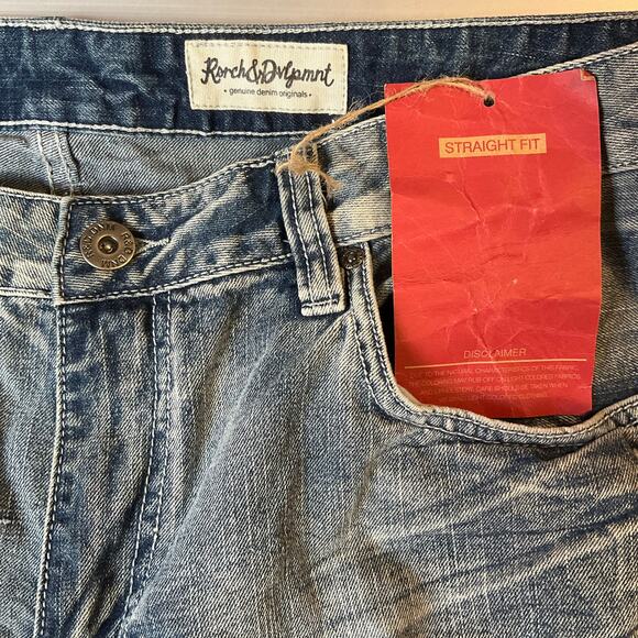 Rsrch & DVlpmnt Men Jeans size 38 x 32 Blue & White Mid Rise Straight Fit NWT - Picture 8 of 12